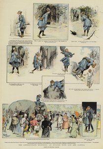The Unfortunate Huntress, een aflevering met geweer en camera (chromolitho)