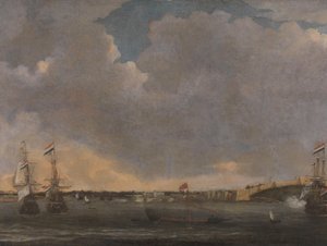 Gezicht op Tripoli door Reinier Nooms (signed by artist)