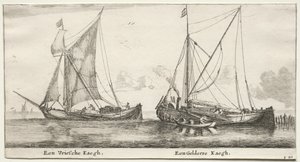 Schepen van Amsterdam: Een Friese Bilander. Een Gelderse Bilander