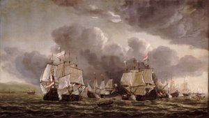 De Slag bij Livorno, 4 maart 1653 door Reinier Nooms