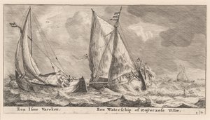 Een "Isere" schip en een Waterschip of Zuiderzee vissersboot