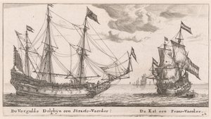 De "Vergulde Dolphyn," een groot koopvaardijschip, en de "Kat," een fluit