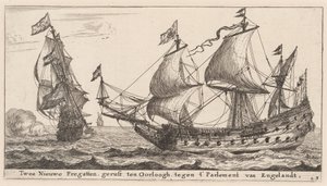 Twee Nederlandse Fregatten door Reinier Nooms, called Zeeman