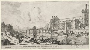 Gezichten van Parijs: Uitzicht op het Louvre en de Tuilerieën door Reinier Nooms, called Zeeman