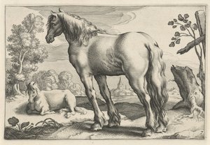 Landschap met twee paarden door Reinier van Persijn