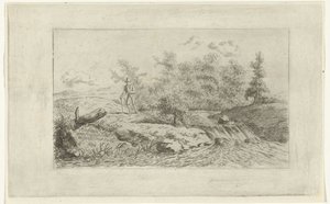 Man bij een waterval door Reinierus Albertus Ludovicus baron van Isendoorn à Blois