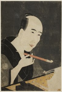 Portret van Santo Kyoden, de meester van Kyobashi (Edo hana Kyobashi natori)
