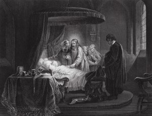 De opwekking van de dochter van Jairus, Marcus, Hoofdstuk V, vers 35, 42 door Rembrandt Harmensz. van Rijn (after)