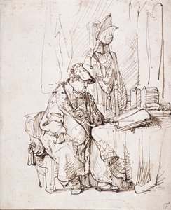 Een acteur in zijn kleedkamer door Rembrandt Harmensz. van Rijn