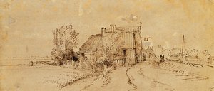Een herberg langs de weg door Rembrandt van Rijn