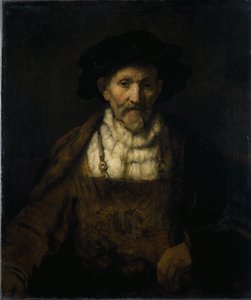 Een oude man in fantasiekostuum