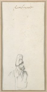 Baardige man in profiel, met een hoge muts, ca. 1640 door Rembrandt Harmensz. van Rijn