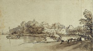 Bocht in de Amstel bij Kostverloren Huis, begin jaren 1650 door Rembrandt Harmensz. van Rijn