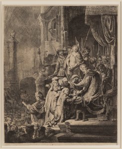 Christus voor Pilatus: grote plaat door Rembrandt van Rijn