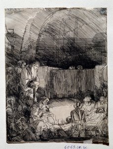 Tentoonstelling van het lichaam van de verlosser Tekening door Rembrandt Harmenszoon van Rijn (1606-1669) Florence, Uffizi, Gabinetto Disegni e Stampe door Rembrandt van Rijn