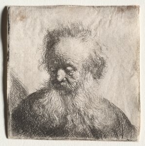 Oude man met golvende baard: Buste door Rembrandt Harmensz. van Rijn