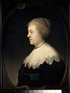 Portret van een vrouw (Saskia?) door Rembrandt van Rijn