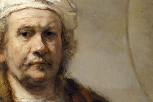 Rembrandt - Zelfportret (detail) door Rembrandt Harmensz. van Rijn