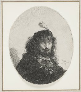 Rembrandt met gevederde hoed, 1634