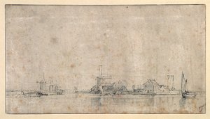 De Amstel bij de Omval, ca. 1650-53 (pen en inkt met was op papier) door Rembrandt Harmensz. van Rijn