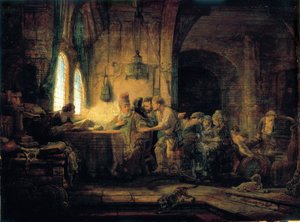 De gelijkenis van de arbeiders in de wijngaard door Rembrandt van Rijn