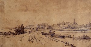 Gezicht op Sloten, ca. 1650 door Rembrandt Harmensz. van Rijn