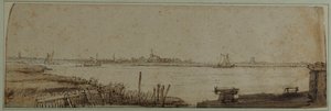 Uitzicht op de rivier de IJ vanaf de Diemerdijk, ca. 1650
