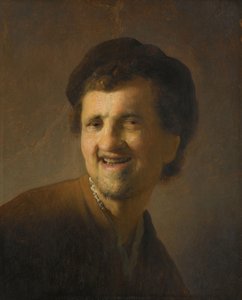 Lachende jongeman door Rembrandt van Rijn (circle of)
