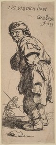 Een boer roept: „tis vinnich kout“ (Het is ijskoud) door Rembrandt van Rijn