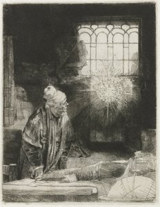 Een geleerde in zijn studeerkamer door Rembrandt van Rijn