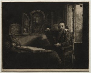 Abraham Francen, apotheker door Rembrandt van Rijn