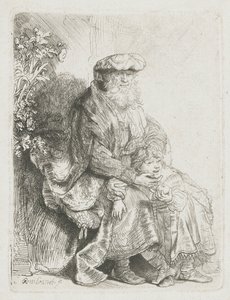 Abraham streelt Isaac
