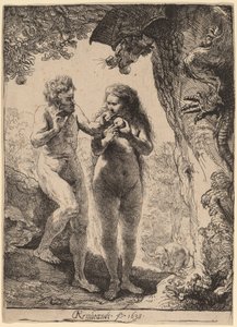 Adam en Eva door Rembrandt van Rijn