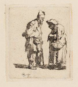Bedelaar en bedelares in gesprek