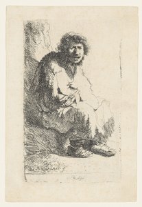Bedelaar zittend op een bank, 1630