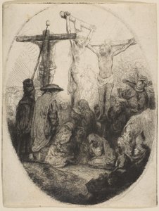 Christus Gekruisigd Tussen Twee Dieven, ovale plaat, ca. 1641 door Rembrandt van Rijn