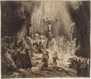 Christus gekruisigd tussen de twee dieven: De drie kruisen door Rembrandt van Rijn