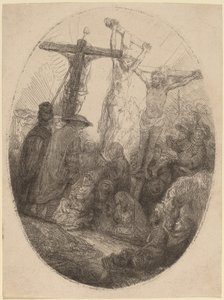 Christus Gekruisigd tussen de Twee Dieven: een Ovale Plaat door Rembrandt van Rijn