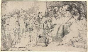 Christus in discussie met de dokters: een schets door Rembrandt van Rijn