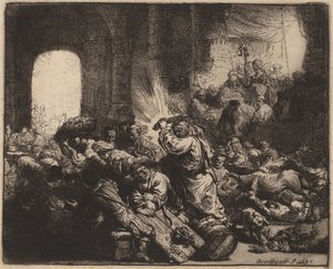 Christus Verdrijft de Geldwisselaars uit de Tempel door Rembrandt van Rijn