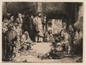 Christus predikend door Rembrandt van Rijn