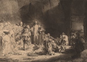 Christus Prediking De Honderd Guilder Print door Rembrandt van Rijn