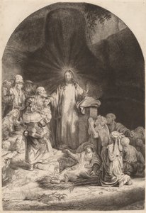 Christus Predikend en Genezend Fragment van de Honderd Guilder Prent door Rembrandt van Rijn
