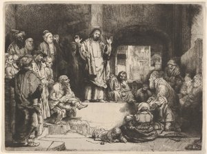 Christus predikend, genaamd La Petite Tombe door Rembrandt van Rijn