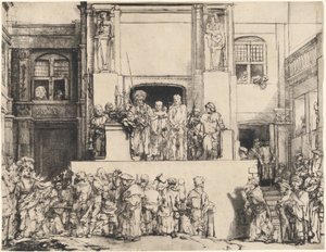 Christus gepresenteerd aan het volk: Oblong plaat door Rembrandt van Rijn
