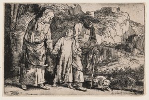 Christus keert met zijn ouders terug uit de tempel door Rembrandt van Rijn