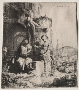 Christus en de Vrouw van Samaria Tussen Ruïnes, 1634 door Rembrandt van Rijn