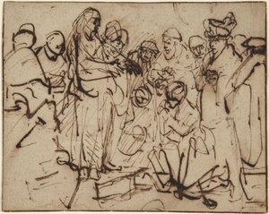 Christus en de overspelige vrouw door Rembrandt van Rijn