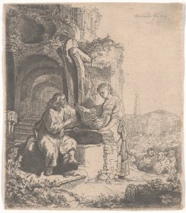Christus en de vrouw van Samaria tussen ruïnes, 1634