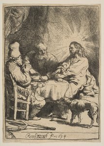 Christus in Emmaus: De Kleinere Plaat, 1634 door Rembrandt van Rijn